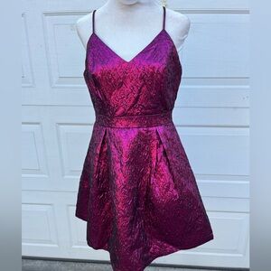 Women's Lulus Jackquard red straps fit and flare mini dress small